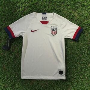 NWT Nike USWNT 2018/2019 White Home Soccer Jersey Youth Medium 3 Star Team USA